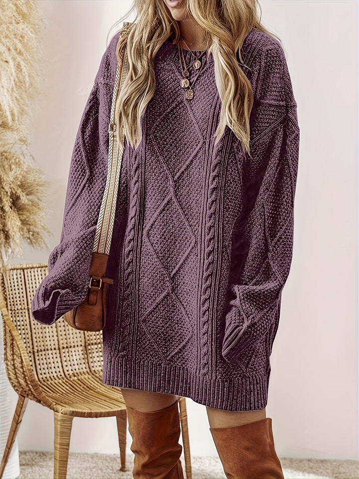 Coralie | Women's Oversized Cable Knit Sweater Dress