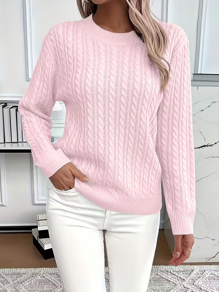 Marigold | Women's Cable Knit Crew Neck Sweater for Layering