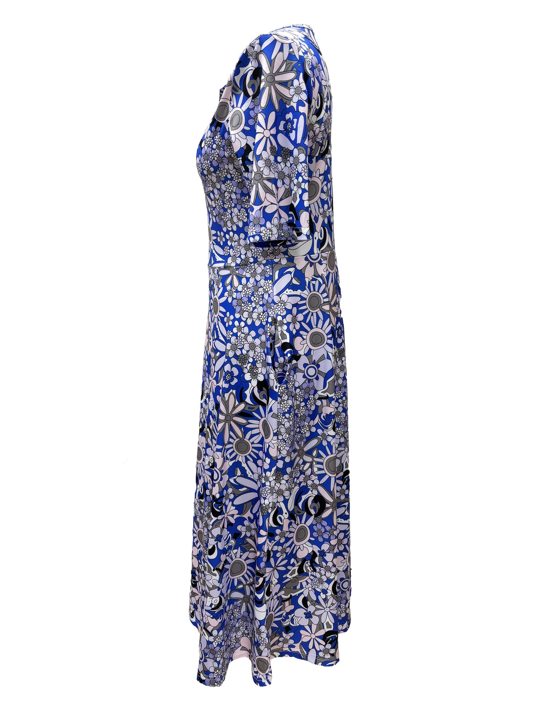 Gabi™-Elegant Floral Print V-Neck Midi Dress