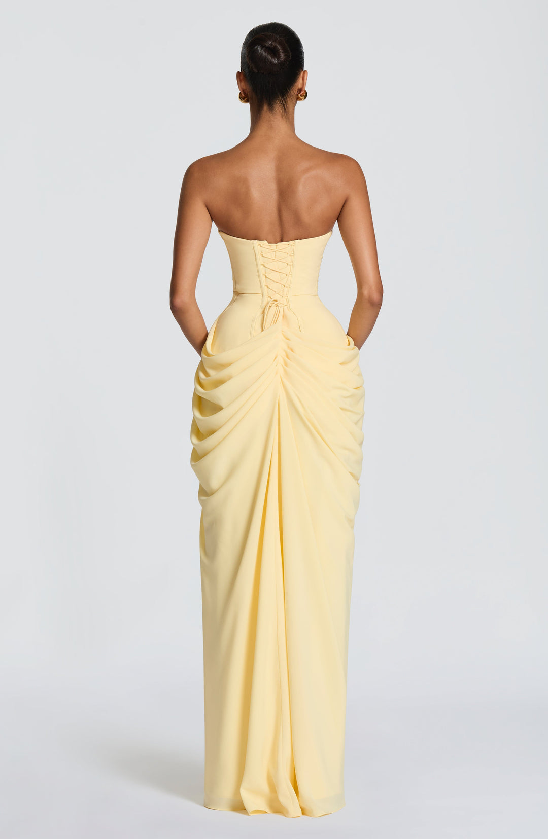 Draped Strapless Thigh Slit Homecoming Dress