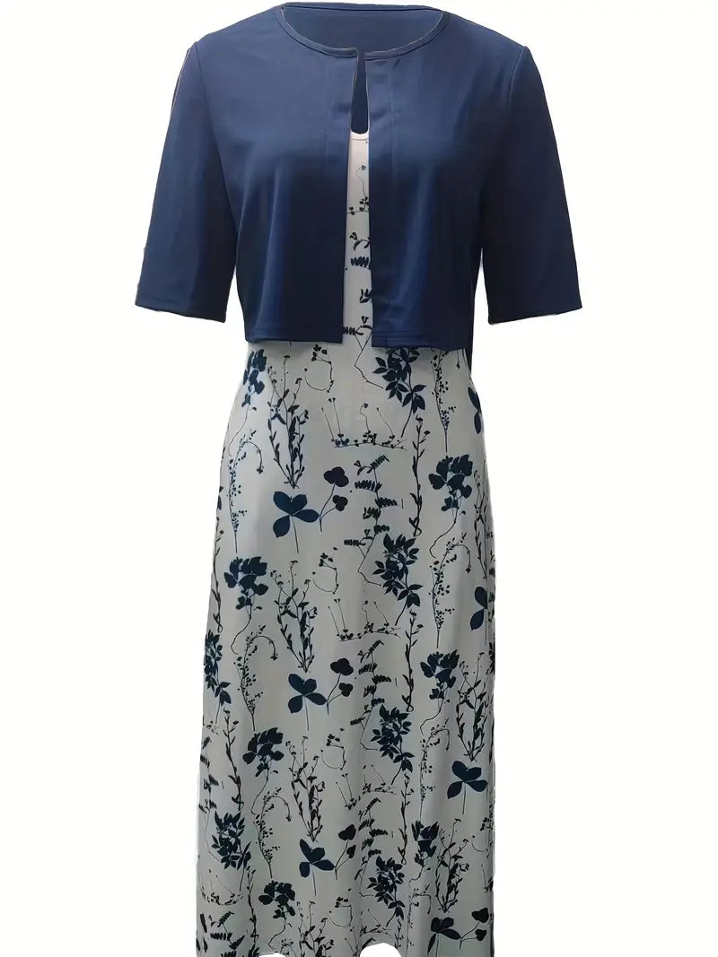 Floral Summer Midi Dress Two Piece Set - Wedding Guest