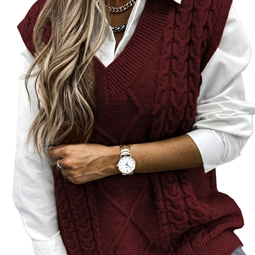 Wrenley | Women's Cable Knit V-Neck Sweater Vest