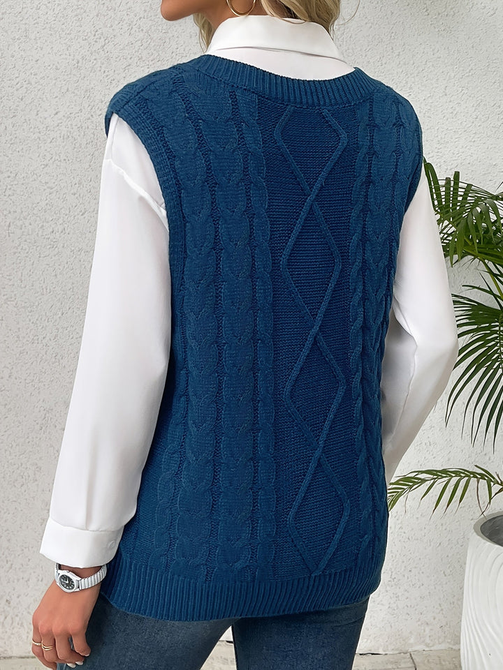 Wrenley | Women's Cable Knit V-Neck Sweater Vest