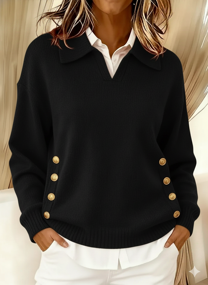 Vynette™ | Women's Collared V-Neck Polo Sweater