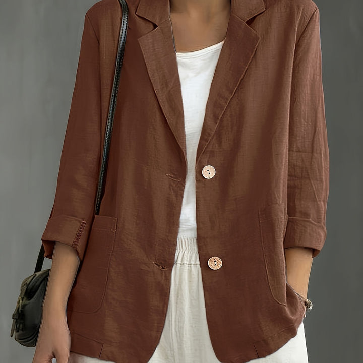 Tailored Linen Blazer with Patch Pockets for Casual Style