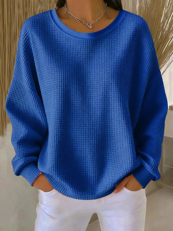 Nova | Women's Oversized Waffle Knit Boat Neck Sweater