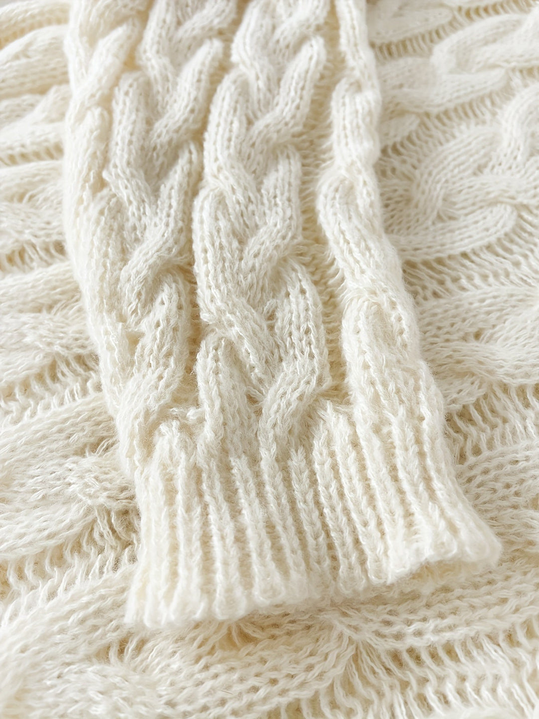 Adalyn | Women's Cable Knit V-Neck Sweater in Angola Mountain Wool