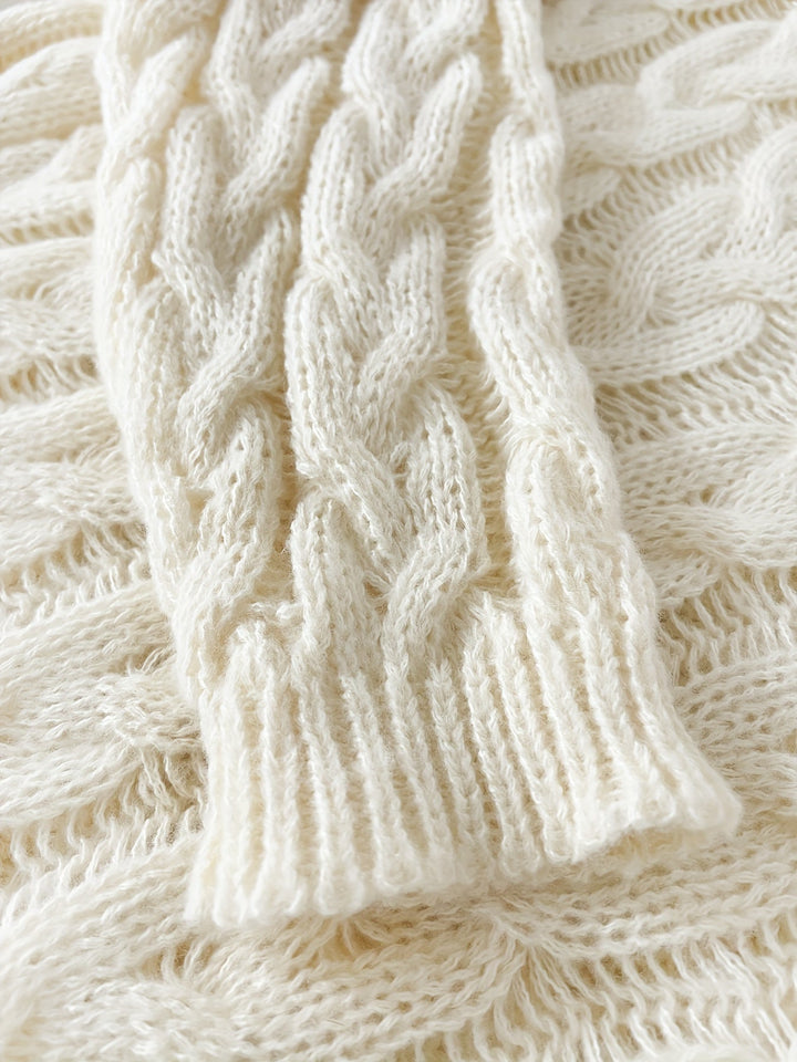 Adalyn | Women's Cable Knit V-Neck Sweater in Angola Mountain Wool