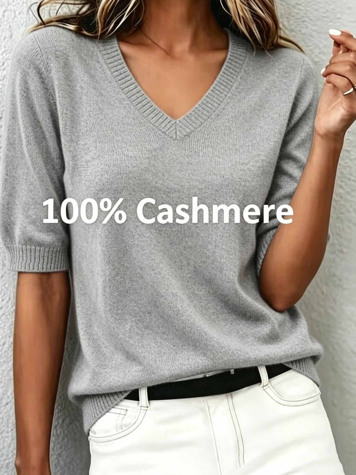 Rosalind | Women's Cashmere Blend Short-Sleeve V-Neck Sweater