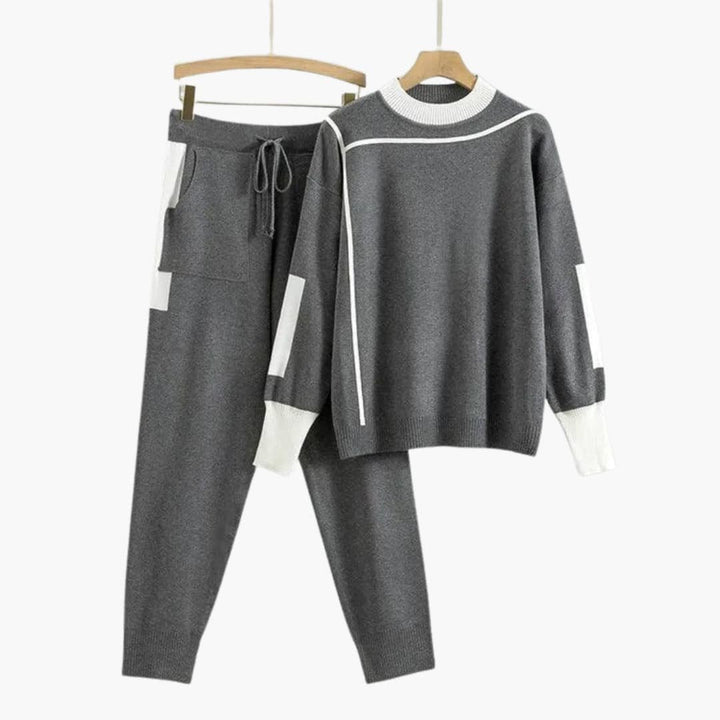 Ottoline | Women's Crew Neck Colorblock Sweater Set