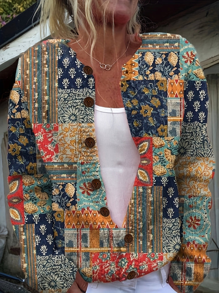 Pauline-Vibrant Patchwork Cardigan