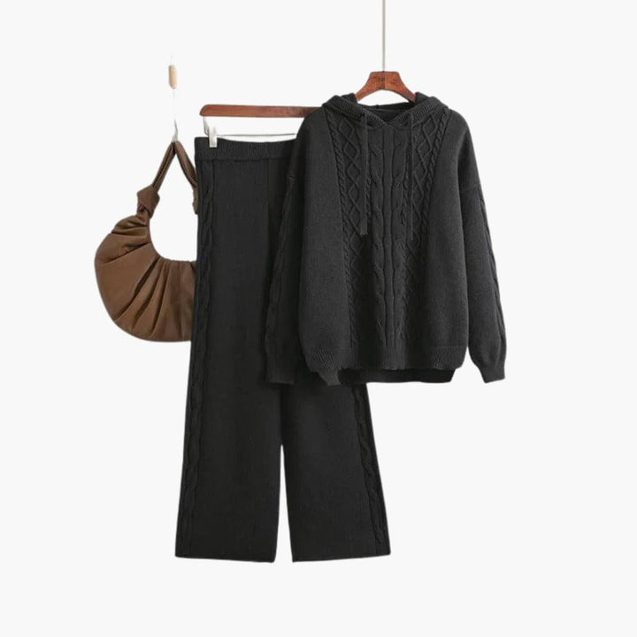 Fenella | Women's Oversized Hooded Cable Knit Sweater Set