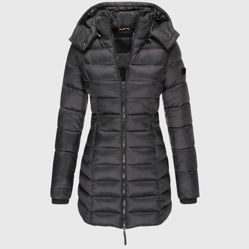 Elise | Women's Long Hooded Down Jacket with Zip Front