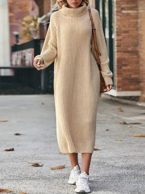 Sutton | Women’s Ribbed Midi Turtleneck Sweater Dress