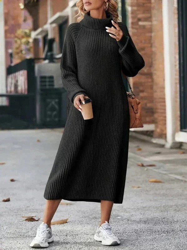 Sutton | Women’s Ribbed Midi Turtleneck Sweater Dress