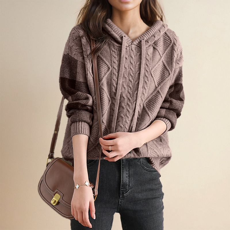 Tamsin™ - HOODED SWEATER WITH ELEGANT JACQUARD DESIGN