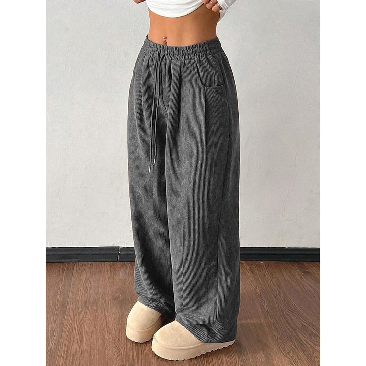 Delphine | Women's Corduroy Wide-Leg Pants with Drawstring Waist