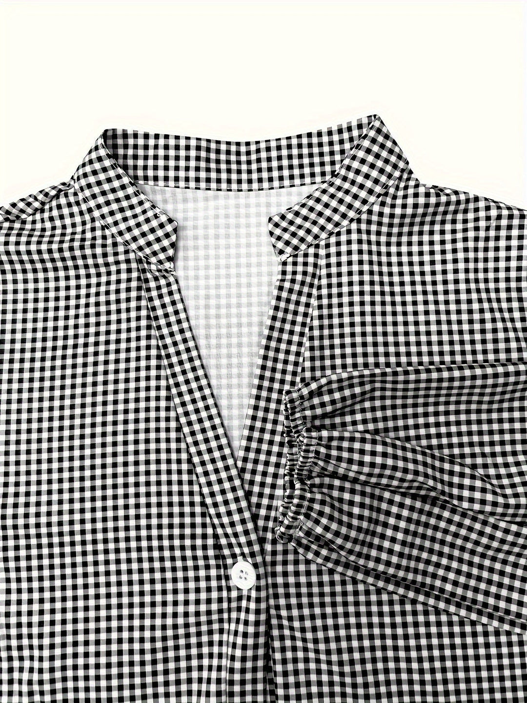 Gingham Check Button Front Tiered Ruffle Hem Mini Dress