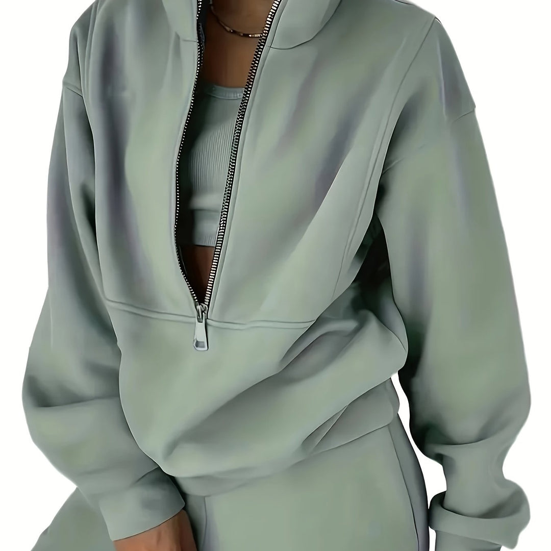 Wren | Women's Quarter-Zip Cropped Sweatshirt and Jogger Set