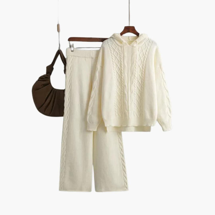 Fenella | Women's Oversized Hooded Cable Knit Sweater Set