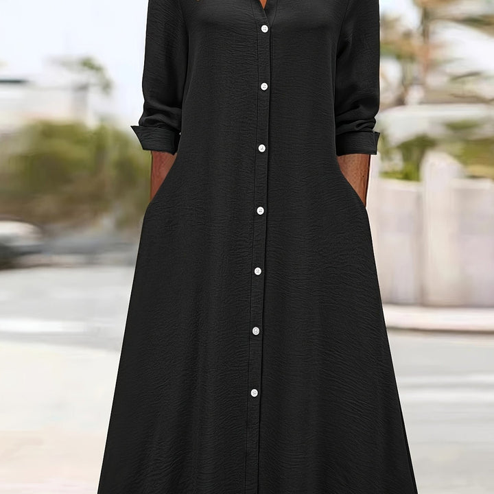 Paloma™-Plain Colour Button Front Shirt Dress