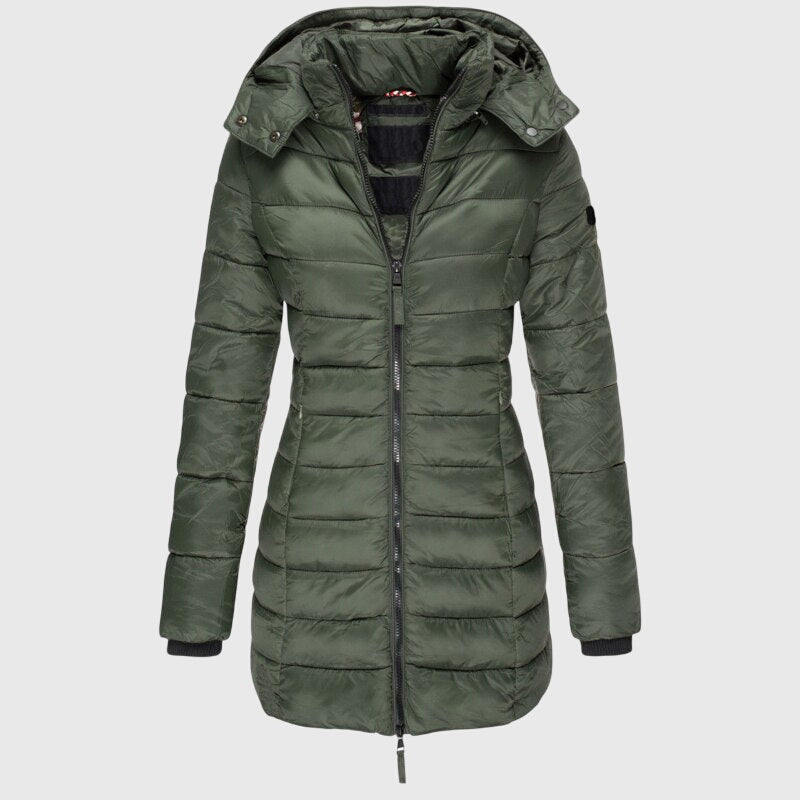 Elise | Women's Long Hooded Down Jacket with Zip Front