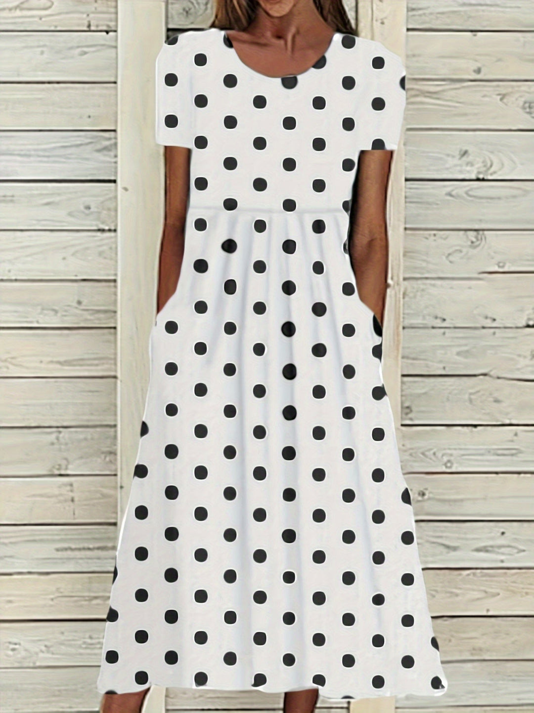 Serean™-Chic Polka Dot Midi Dress