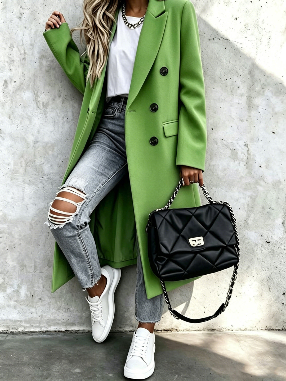 Perpetua | Women's Long Double-Breasted Longline Coat