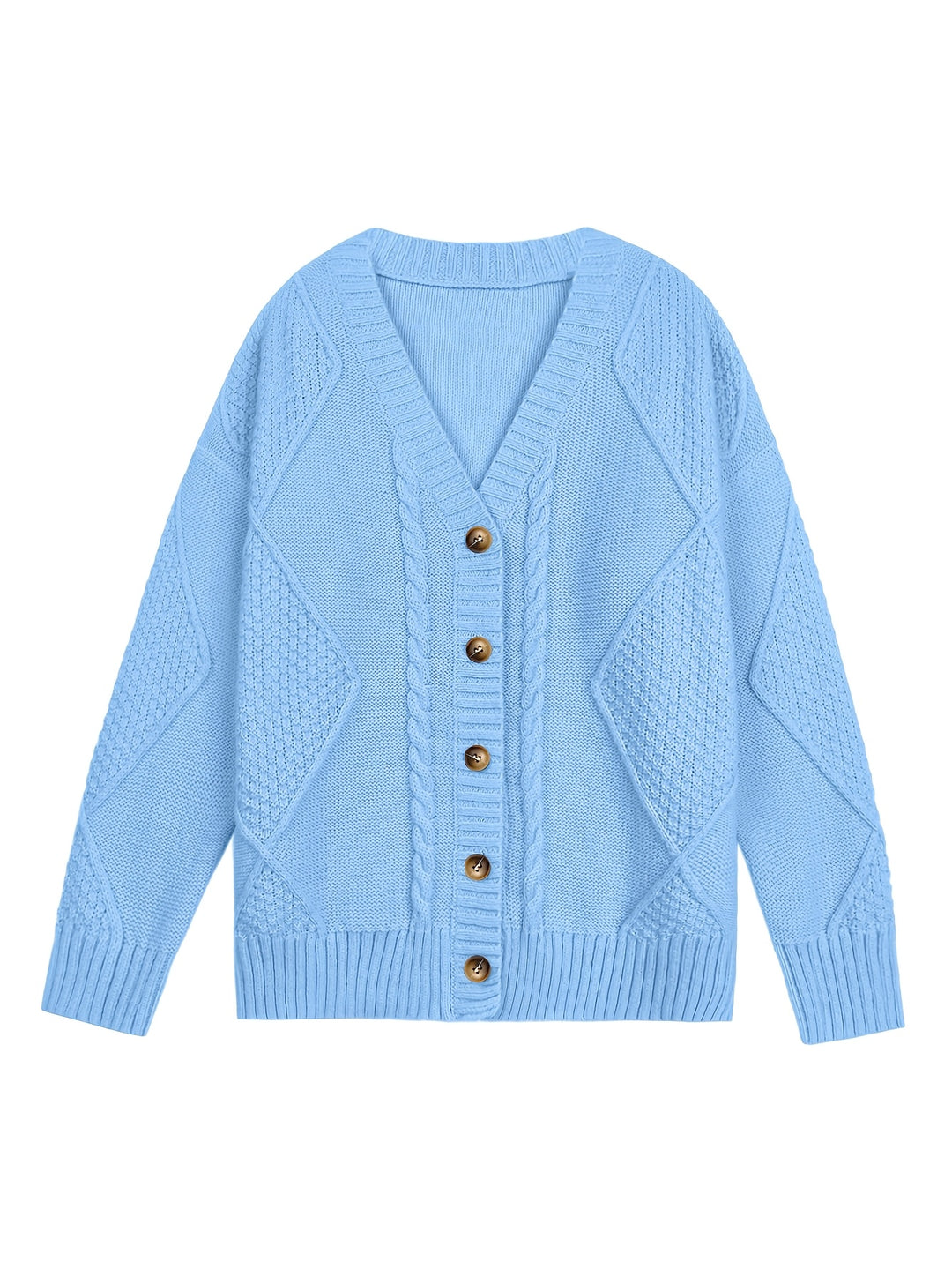 Beatrix | Women's Cable Knit Button-Front V-Neck Cardigan