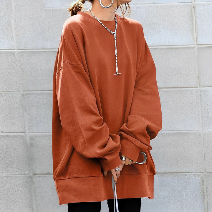 Amelia | Women's Oversized Crew Neck Sweater with Curved Hem