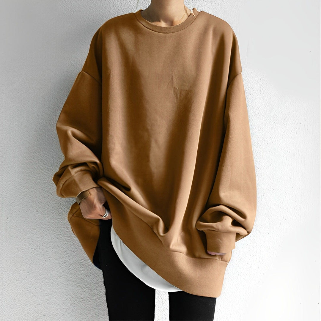 Amelia | Women's Oversized Crew Neck Sweater with Curved Hem