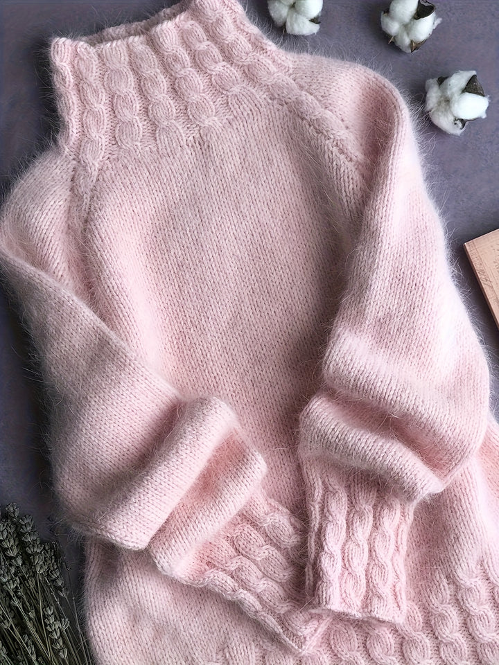 Marisienne | Women's Alpaca Wool Cable Knit Turtleneck Sweater