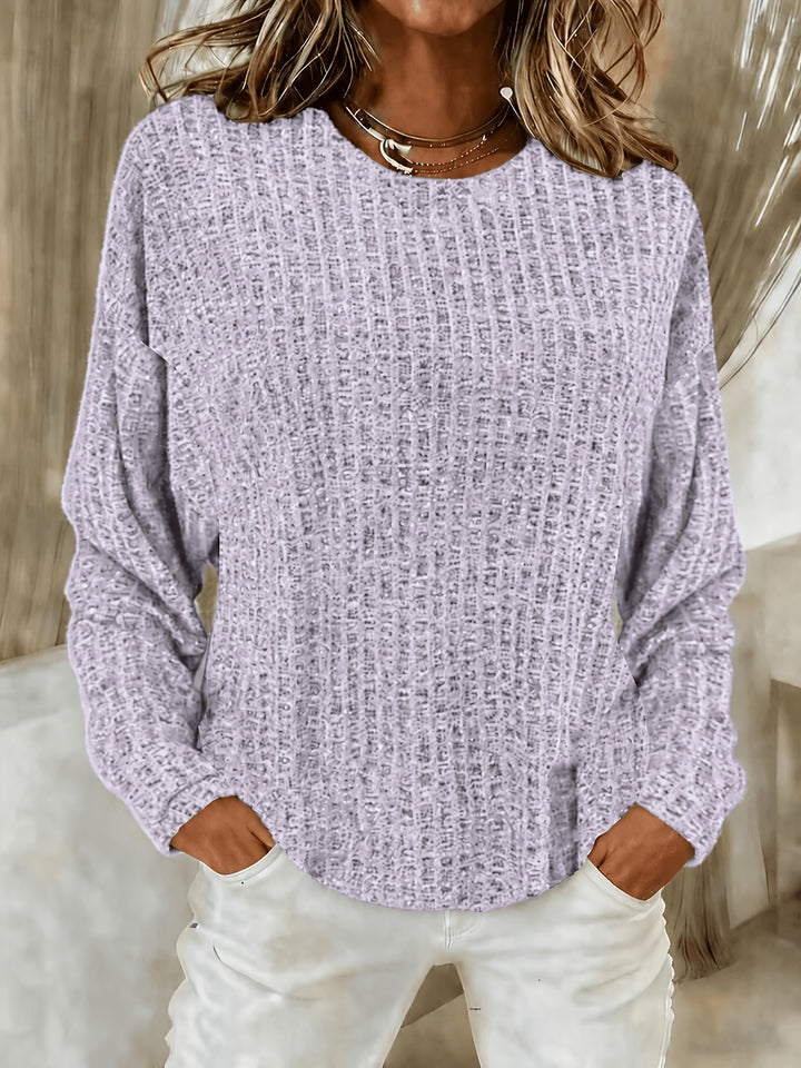 Marisol | Women's Waffle Knit Curved Hem Tunic Sweater