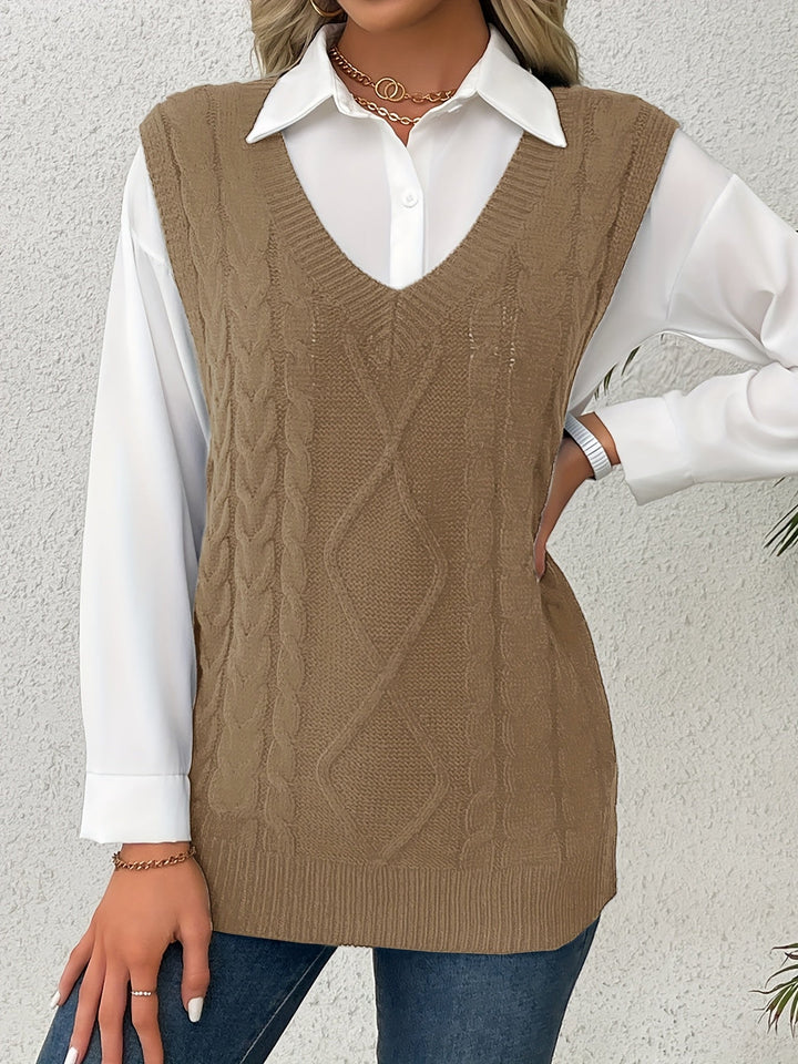 Wrenley | Women's Cable Knit V-Neck Sweater Vest