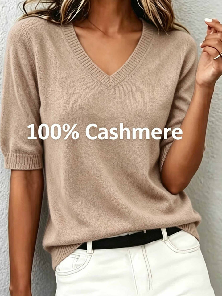 Rosalind | Women's Cashmere Blend Short-Sleeve V-Neck Sweater