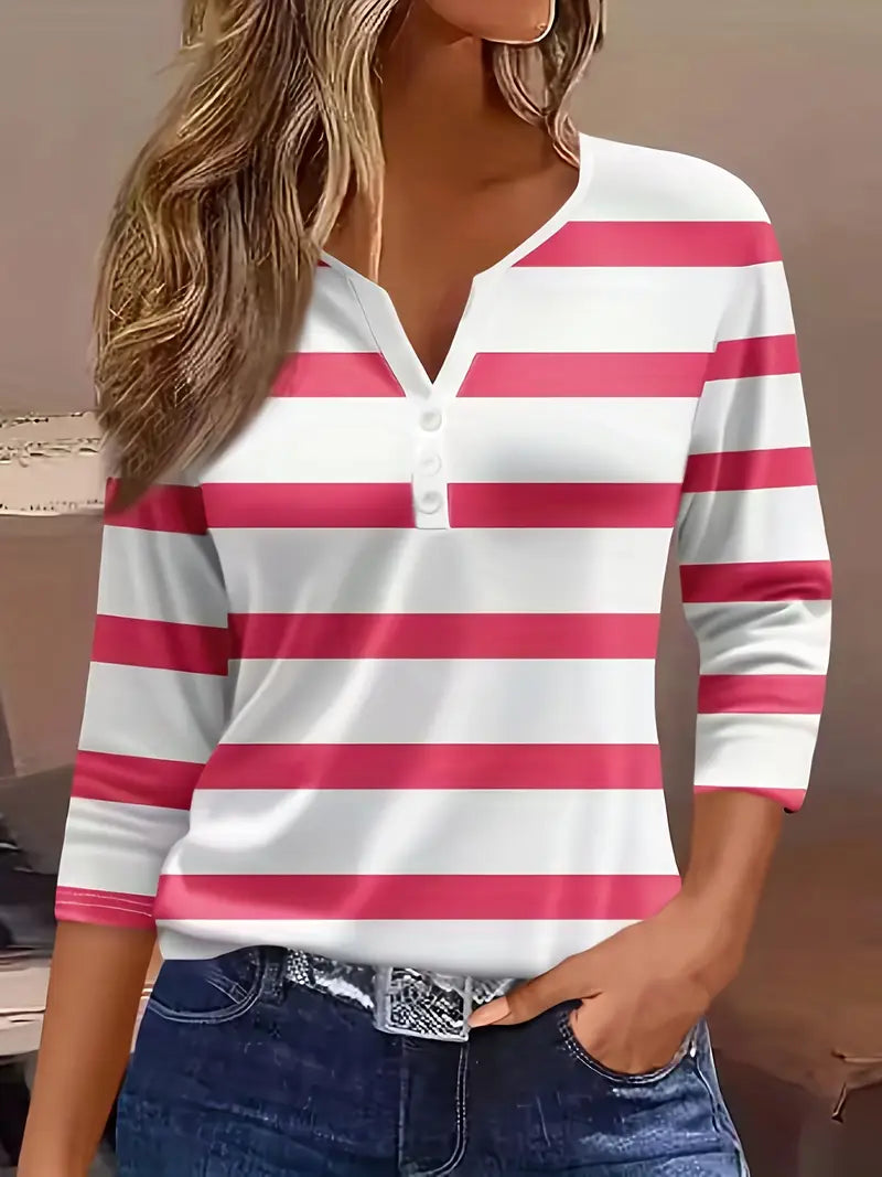 Dakota Jane Striped V-Neck Top