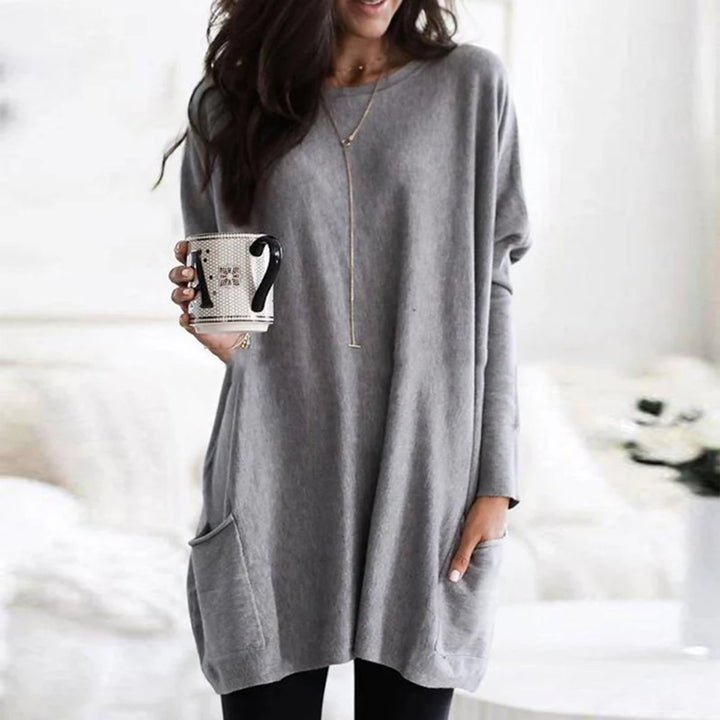 Clementine | Women's Oversized Long Sleeve Crew Neck Tunic Sweater