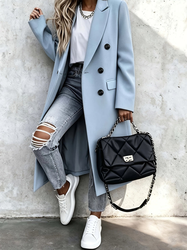 Perpetua | Women's Long Double-Breasted Longline Coat