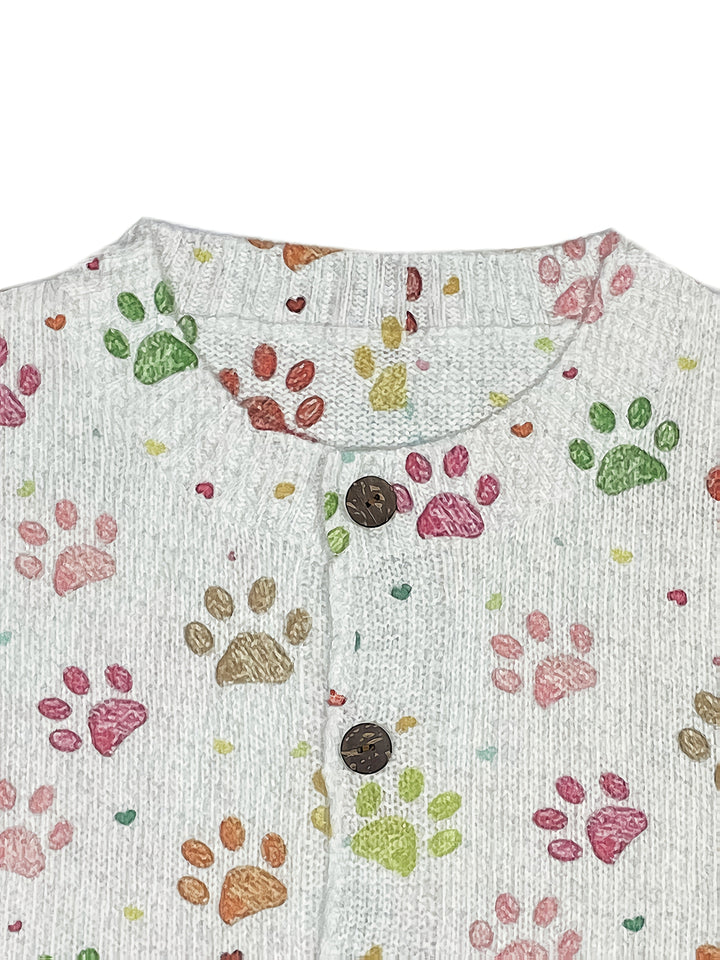 Sherry-Colourful Paw Print Cardigan