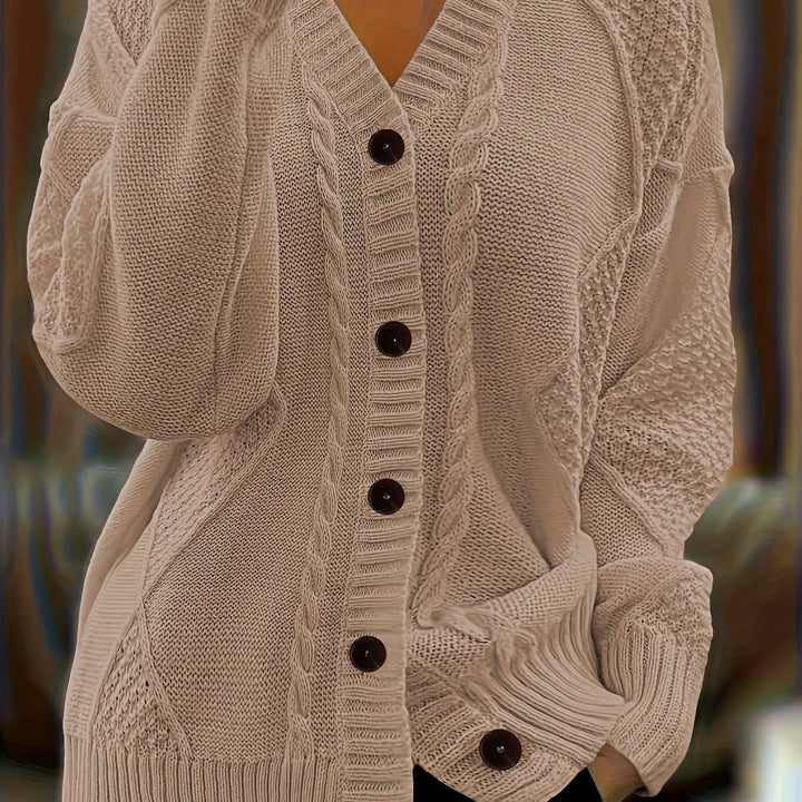 Wisteria | Women's Textured Cable Knit Button-Front Cardigan