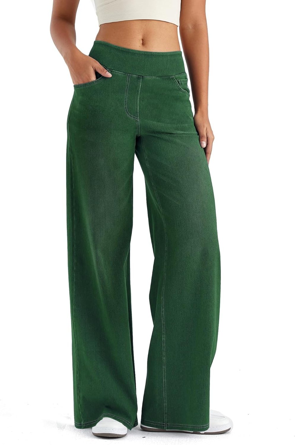 Zaria | Women's Fleece-Lined Wide-Leg High-Waist Pull-On Jeans
