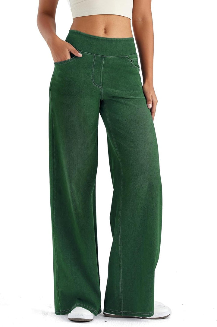 Zaria | Women's Fleece-Lined Wide-Leg High-Waist Pull-On Jeans