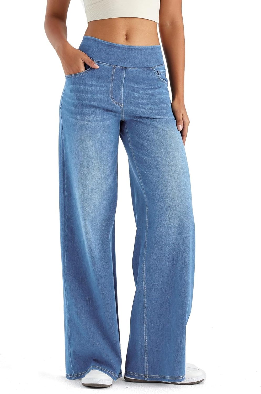 Zaria | Women's Fleece-Lined Wide-Leg High-Waist Pull-On Jeans