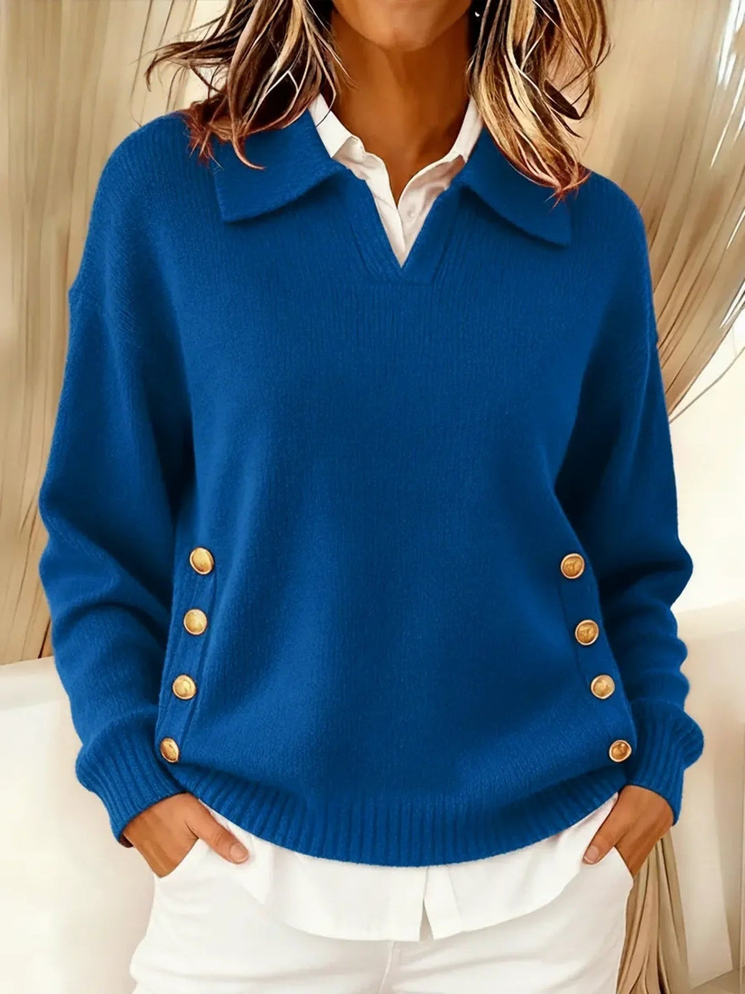 Vynette™ | Women's Collared V-Neck Polo Sweater