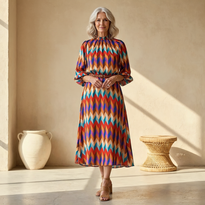 Cassandra - Vibrant Geometric Dress