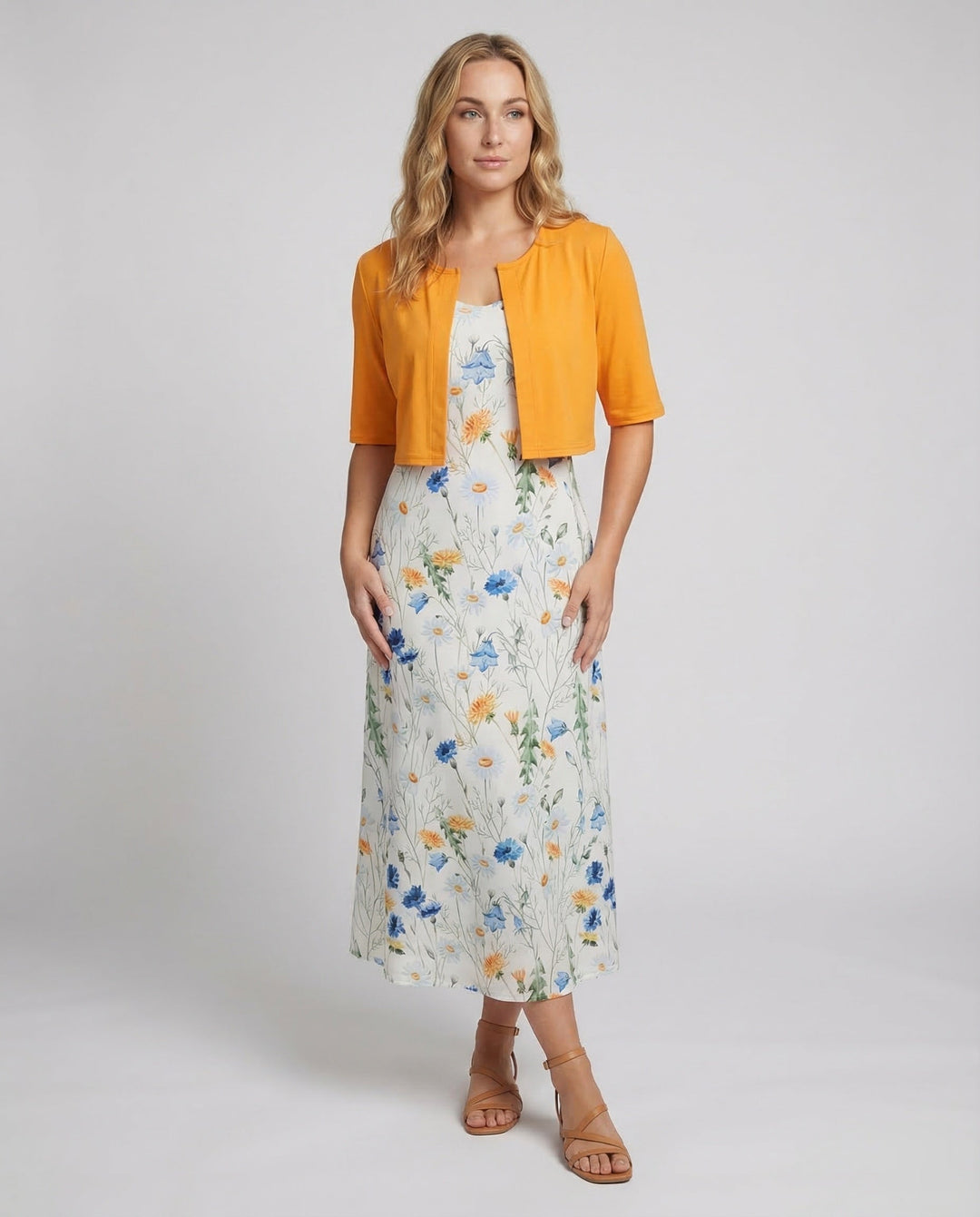 Floral Summer Midi Dress Two Piece Set - Wedding Guest