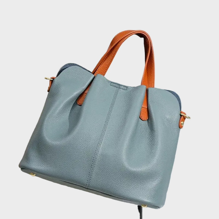 Adalynn | Women's Structured Leather Tote Bag with Contrast Handles