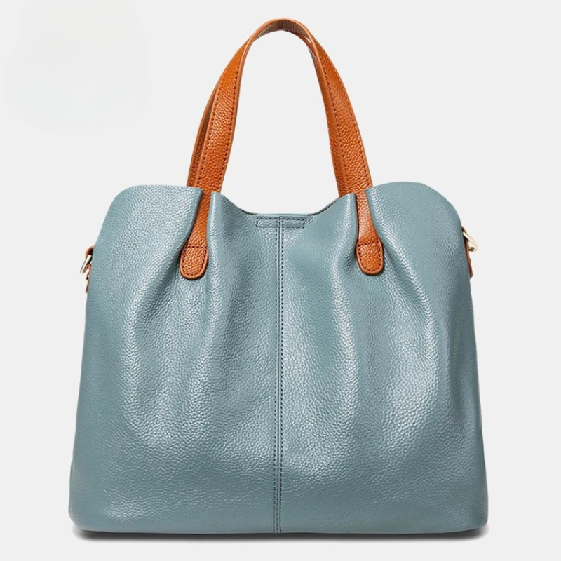 Adalynn | Women's Structured Leather Tote Bag with Contrast Handles