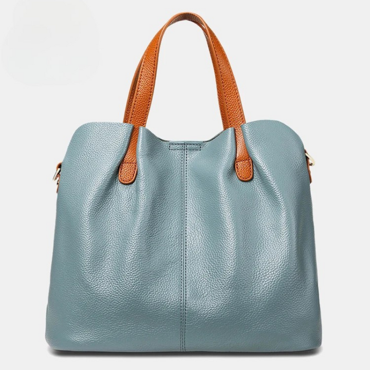Adalynn | Women's Structured Leather Tote Bag with Contrast Handles