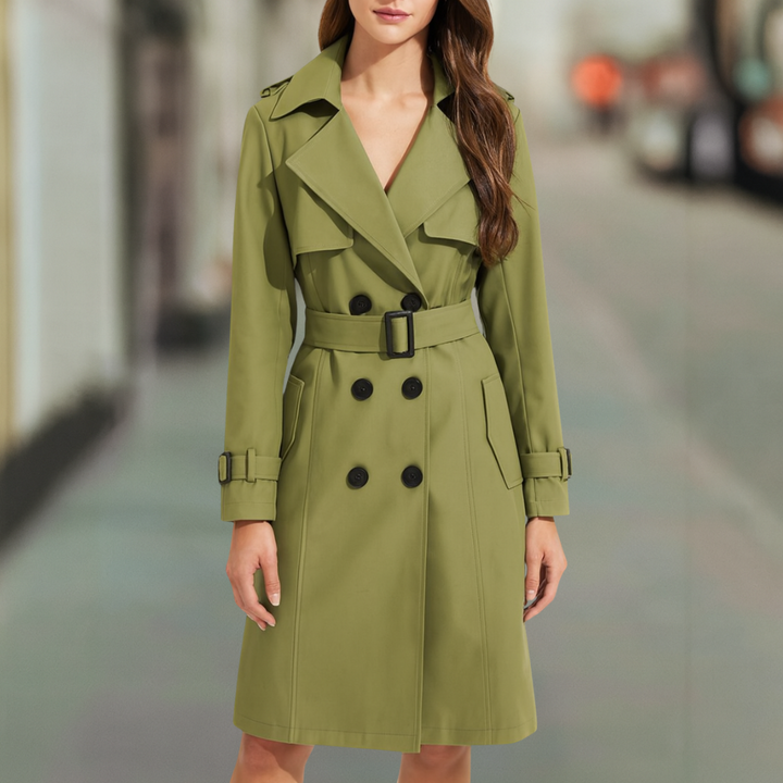Cleo - Classic Trench Coat With Detachable Belt & Pockets